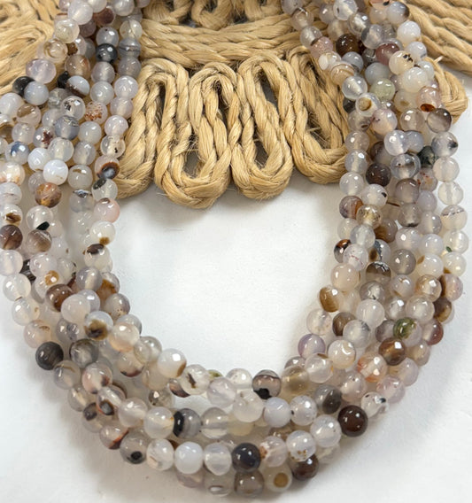 6mm Round Ágata Brown and Grey