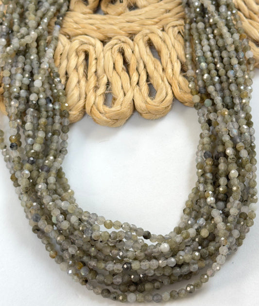 4mm Round Faceted Grey Labradorita
