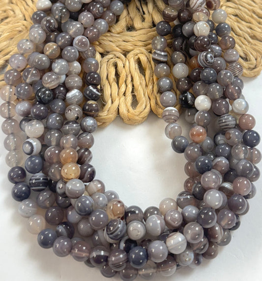 8mm Round Dark Grey Agata