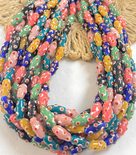 Cylinder With Bumpy Dots Lampwork