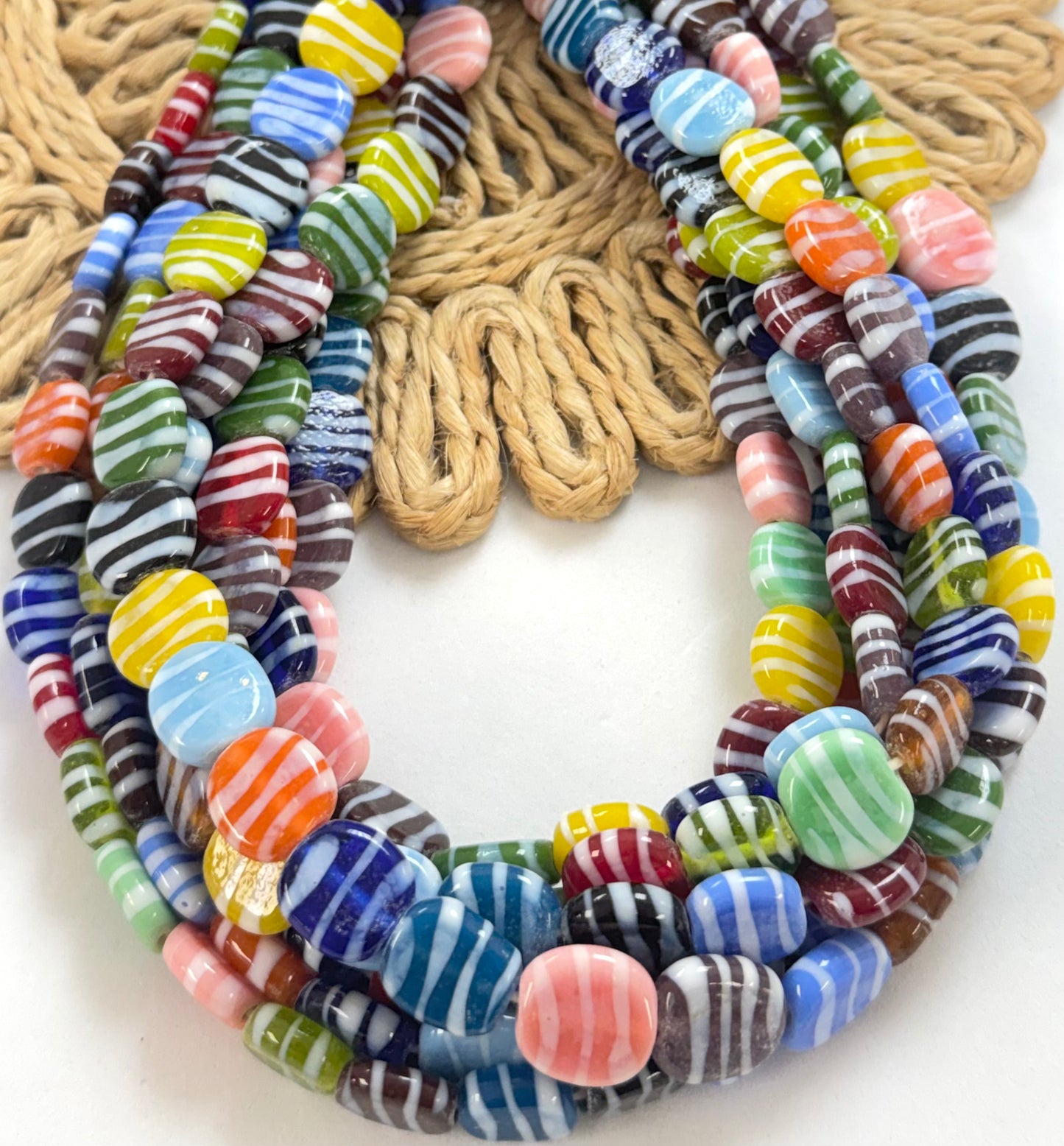 Colorful Coin White Lines Lampwork
