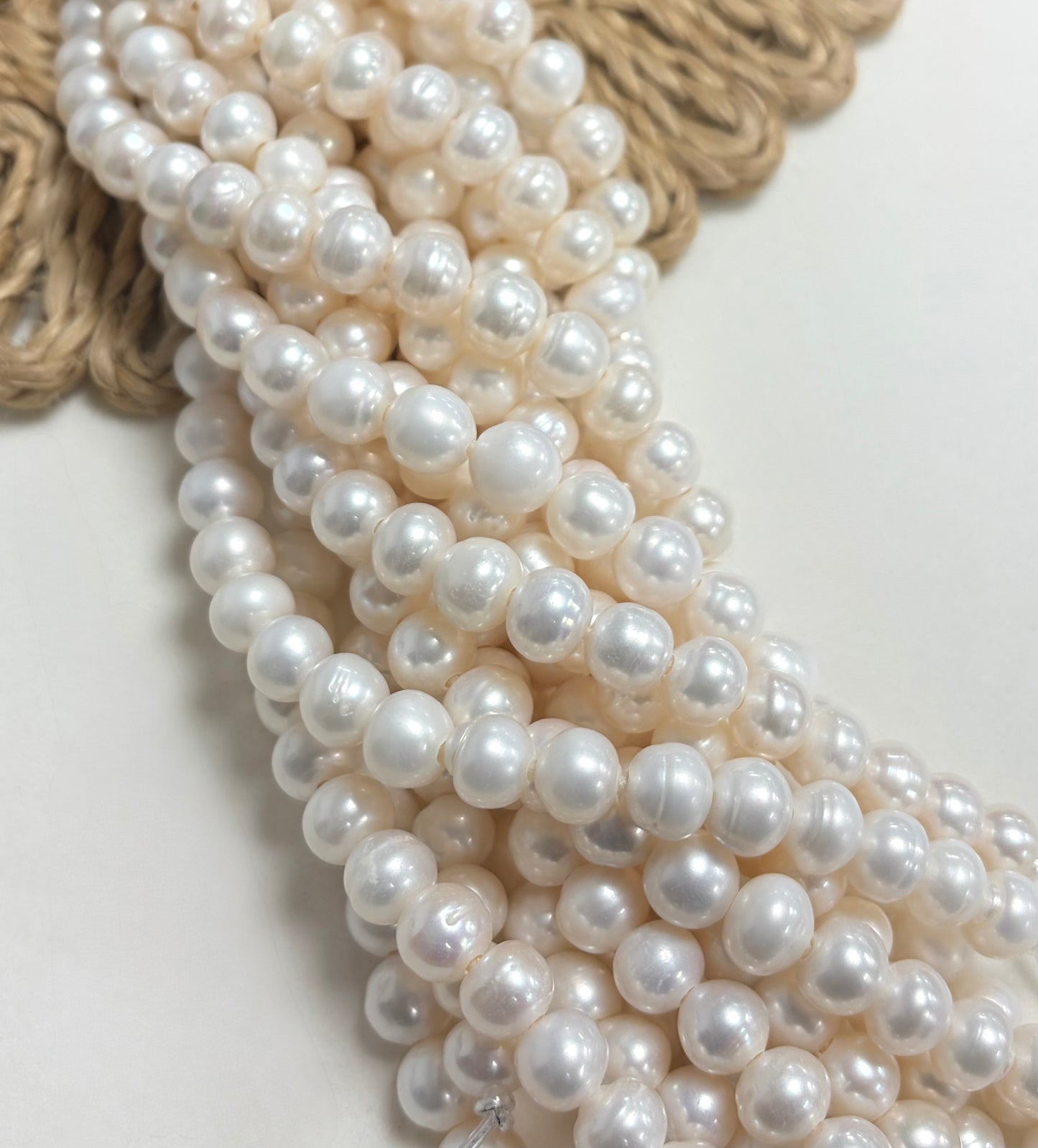 8-10mm Rondel Freshwater Pearl Con Hueco