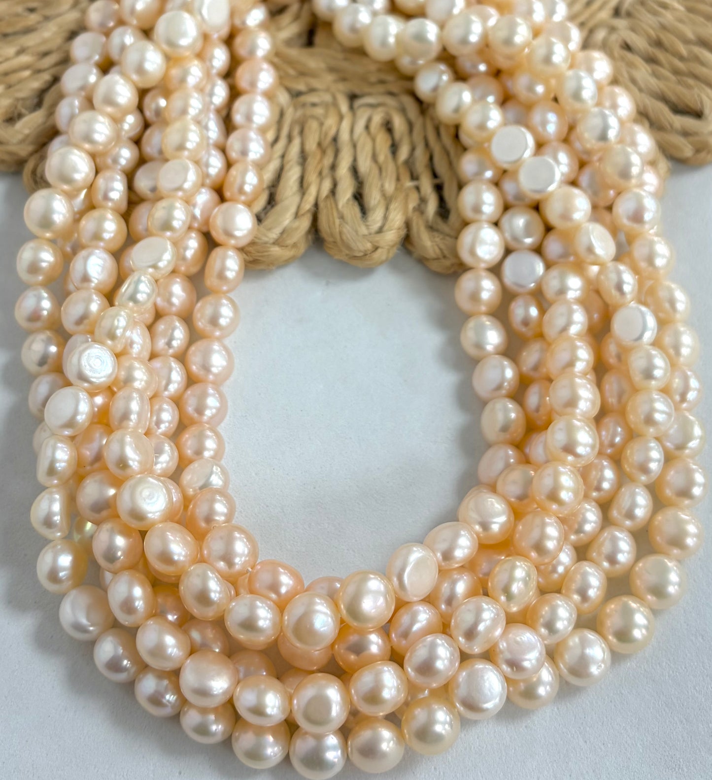 8mm Peach Flat Round Freshwater Pearl