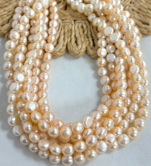 8mm Peach Flat Round Freshwater Pearl