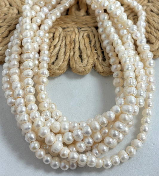 6mm Rounds Freshwater Pearls De Hueco Ancho