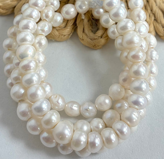 8mm Freshwater Pearls De Hueco Ancho Media Ristra