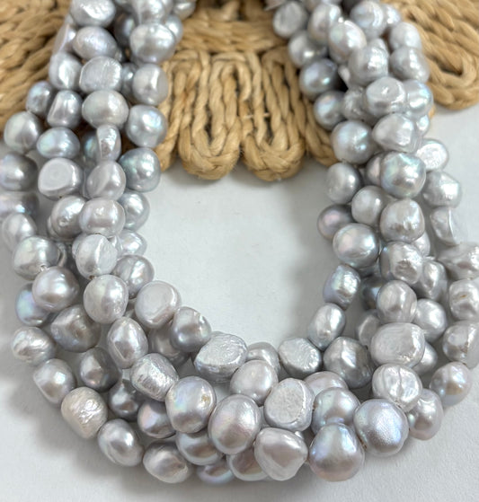 12mm Grey Irregular Round Freshwater Pearls