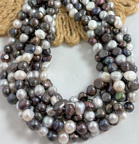10mm Semi Round Grey Mix Freshwater Pearls