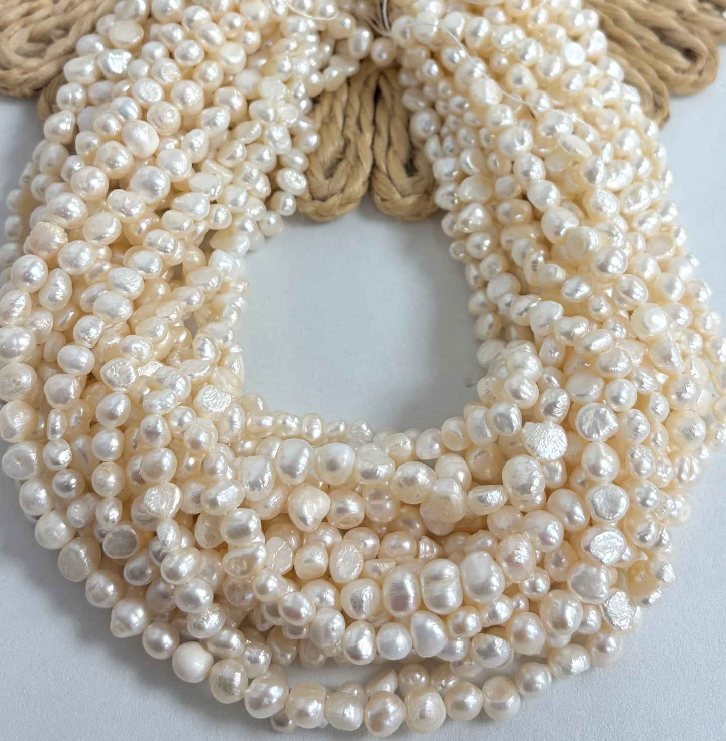 6-7mm White Irregular Round Freshwater Pearls