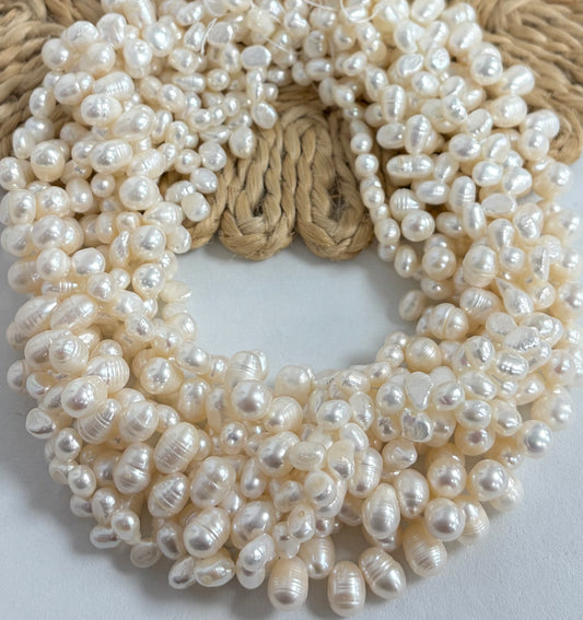 6-8mm White Zigzag Freshwater Pearls