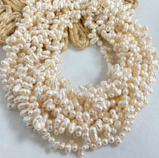 6mm White Irregular Drops Freshwater Pearls