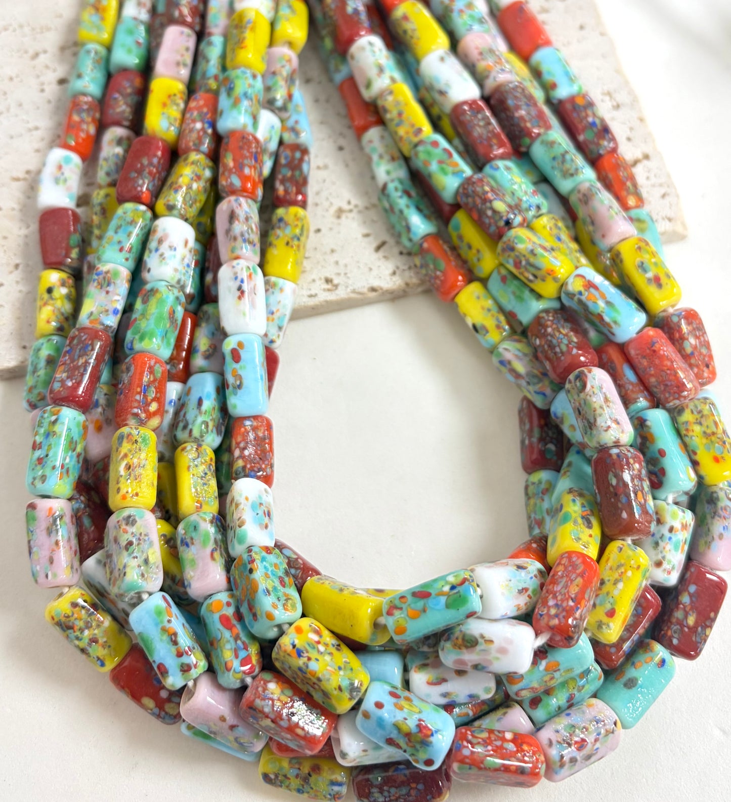 Small Rectangular Cylinder Confetti Lampwork