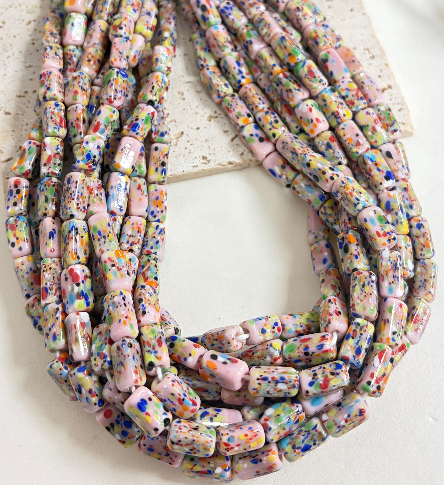 Small Rectangular Cylinder Confetti Lampwork