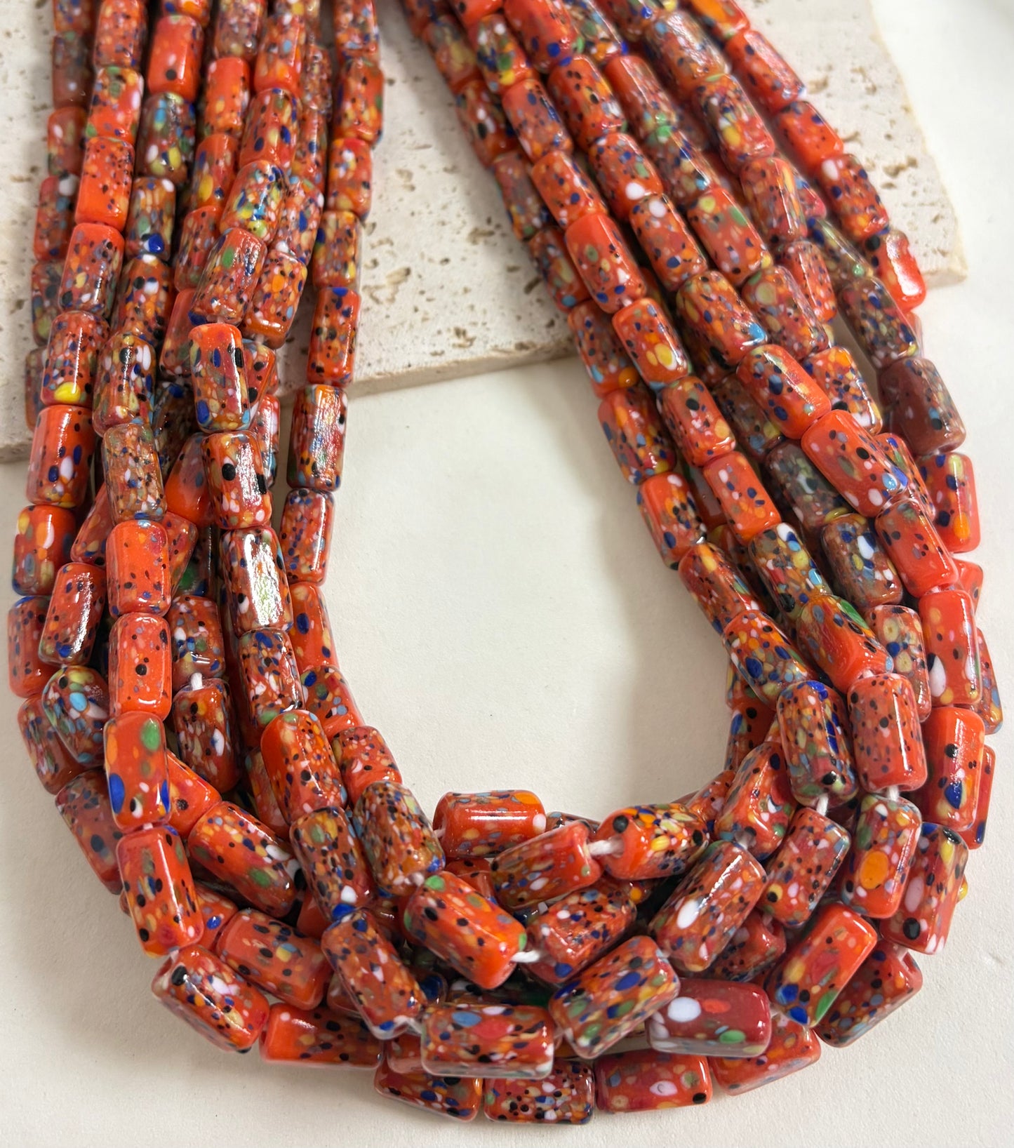 Small Rectangular Cylinder Confetti Lampwork