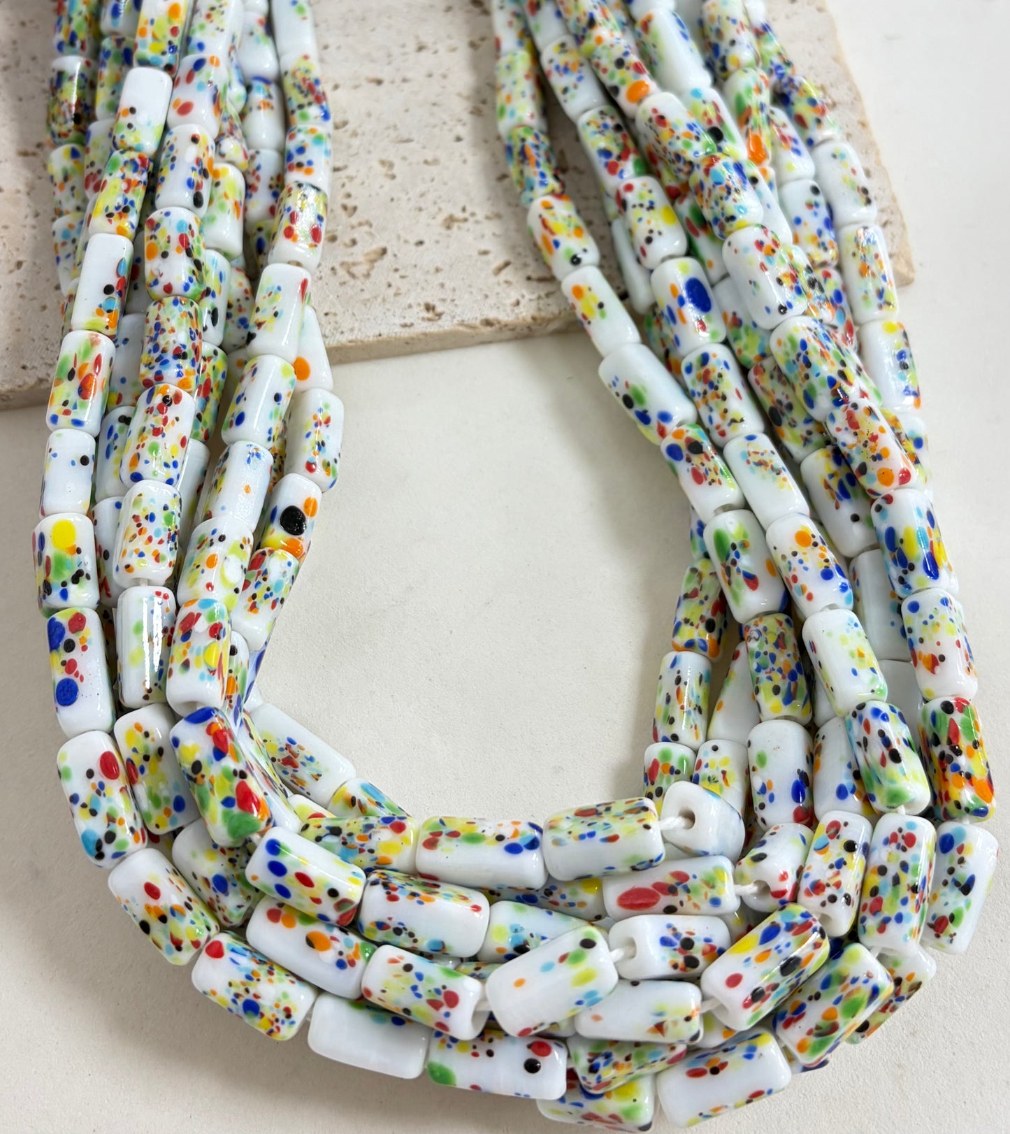 Small Rectangular Cylinder Confetti Lampwork