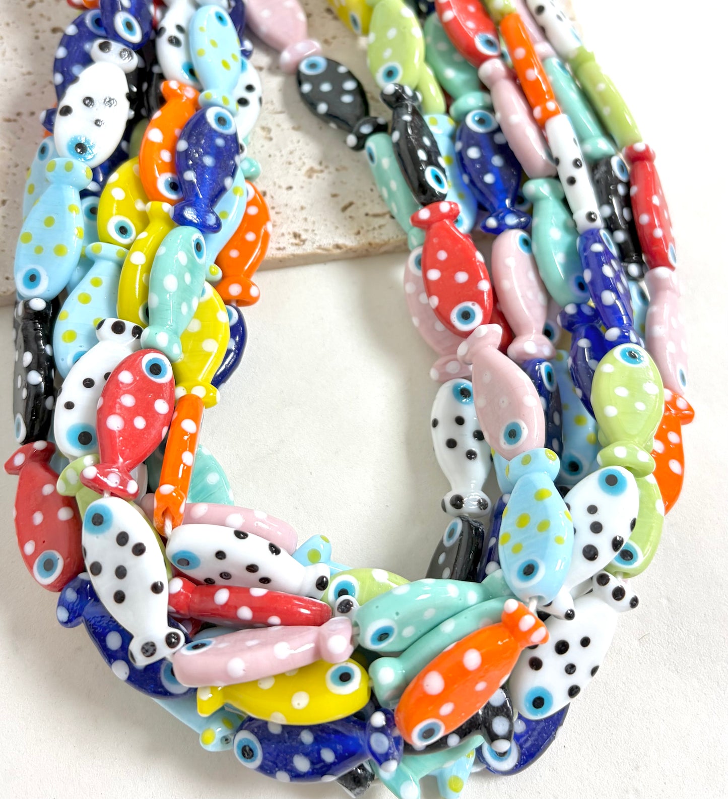1” long polkadot Fish lampwork