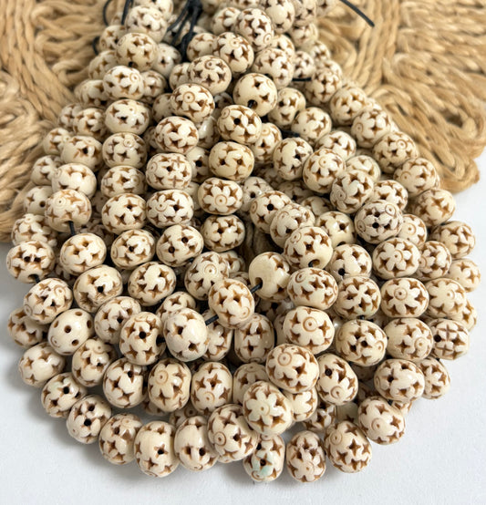 Handmade Carved Flowers Bone