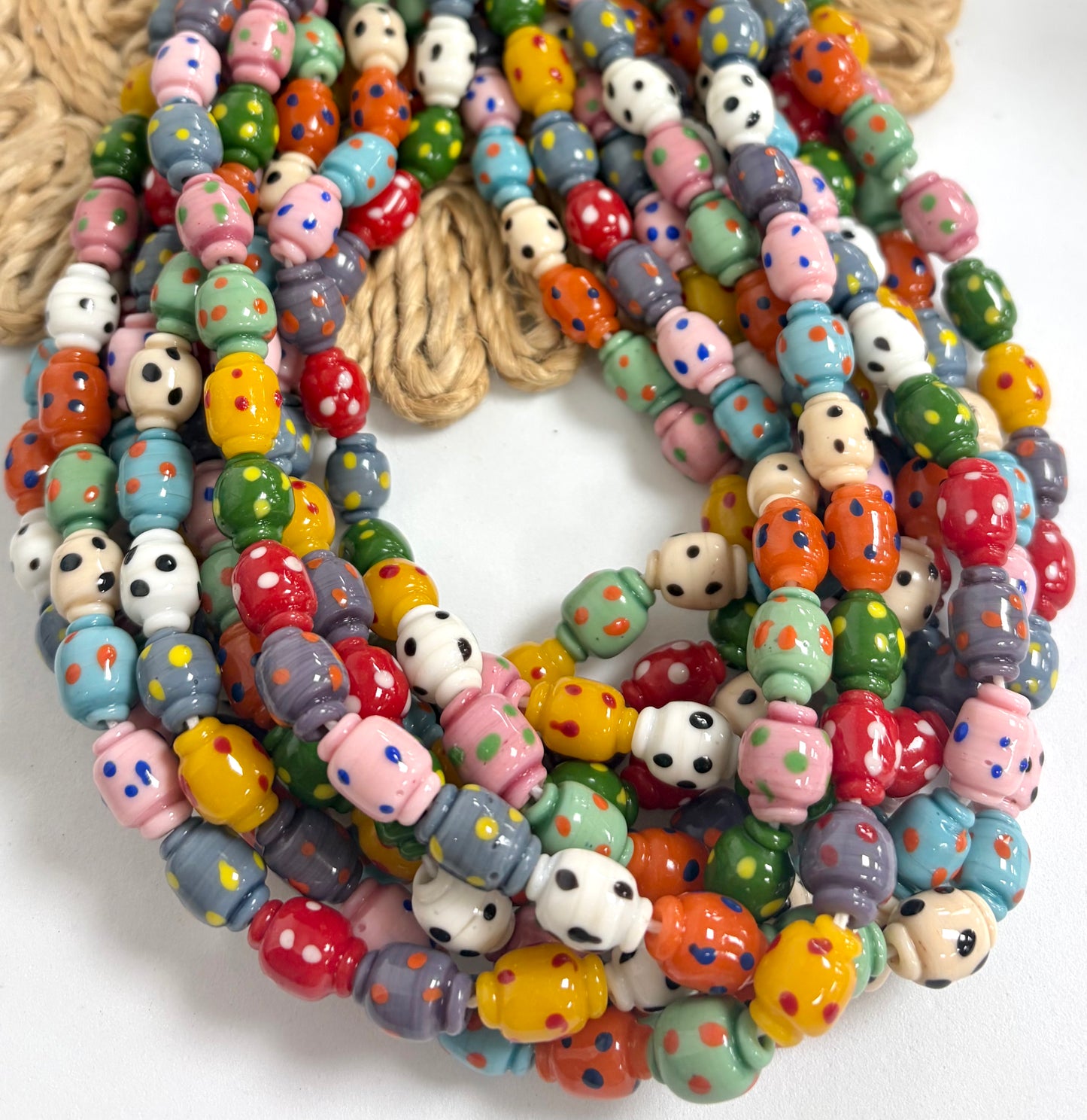Colorful Mini Barril With Dots Lampwork
