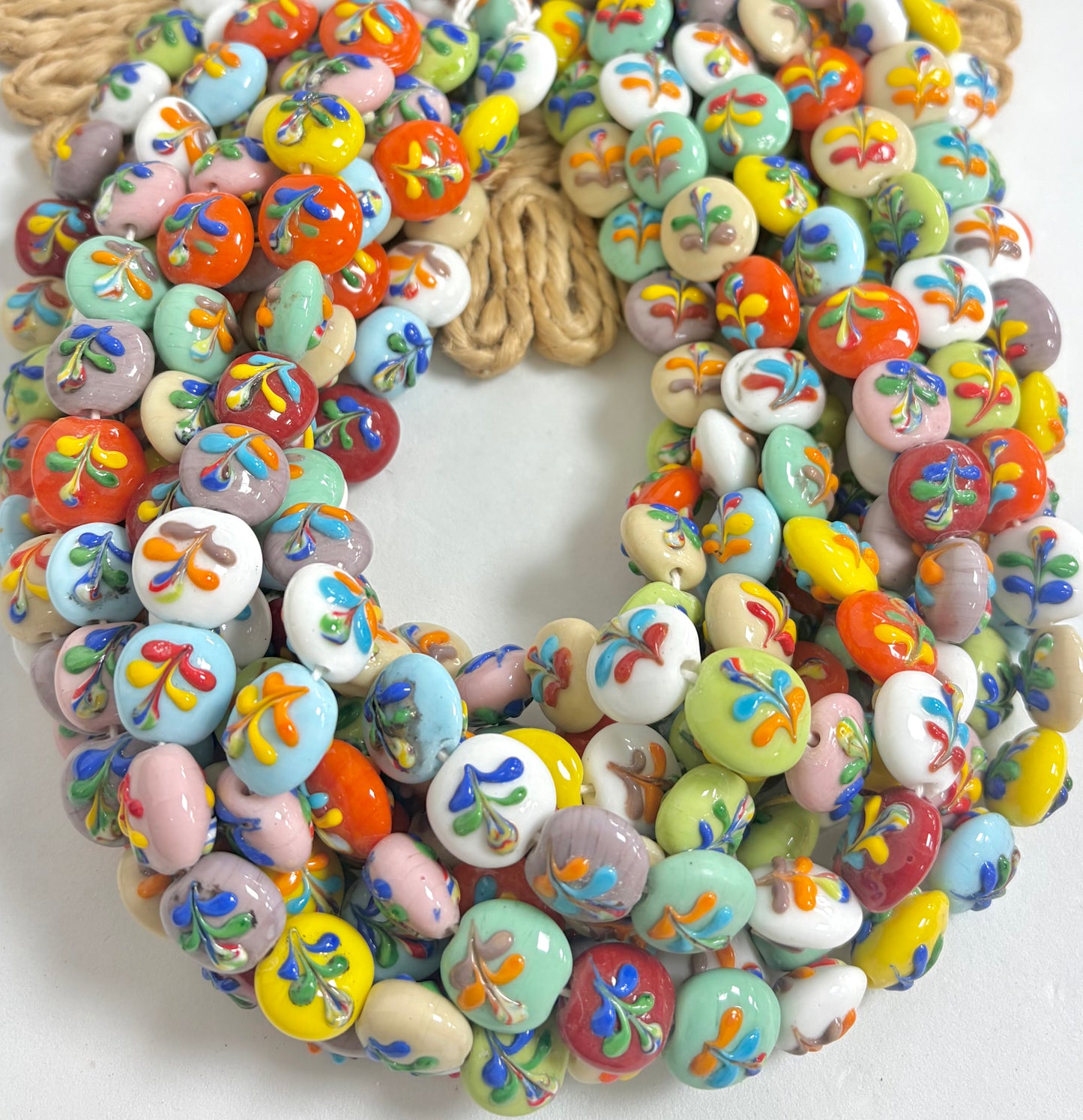 Paisley Flower Puffy Coin Lampwork