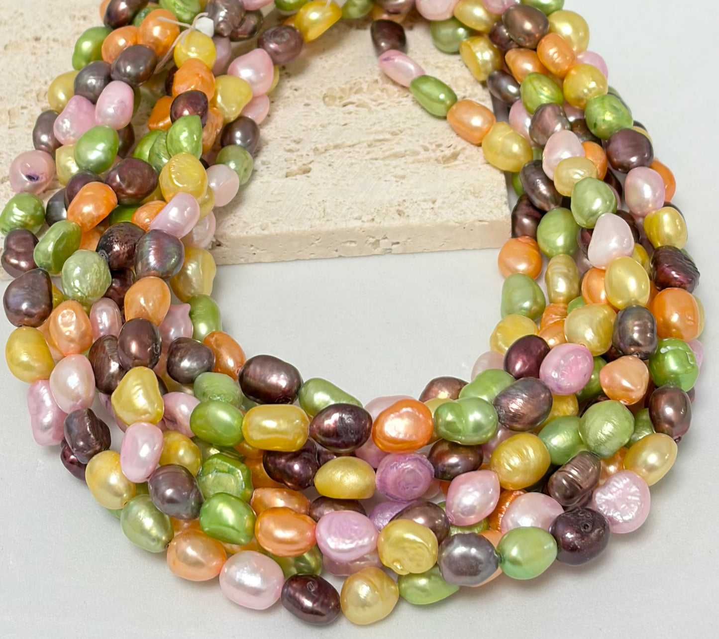 8mm Otoñal Mix Irregular Round Freshwater Pearl