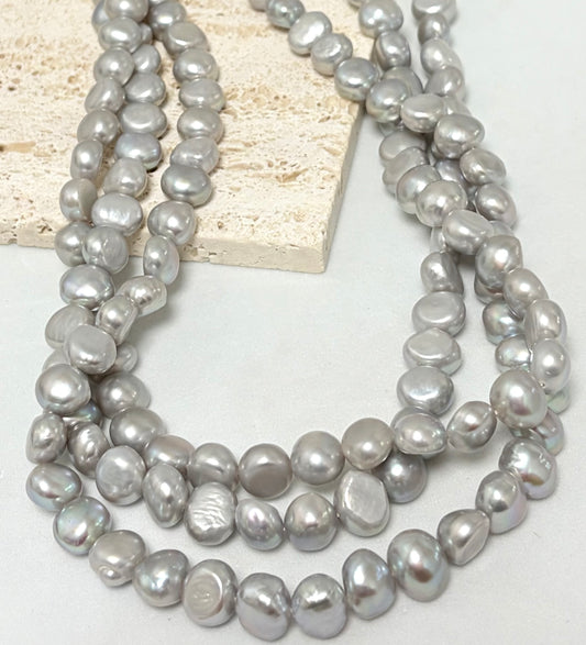 8mm Light Grey Irregular Round Freshwater Pearl