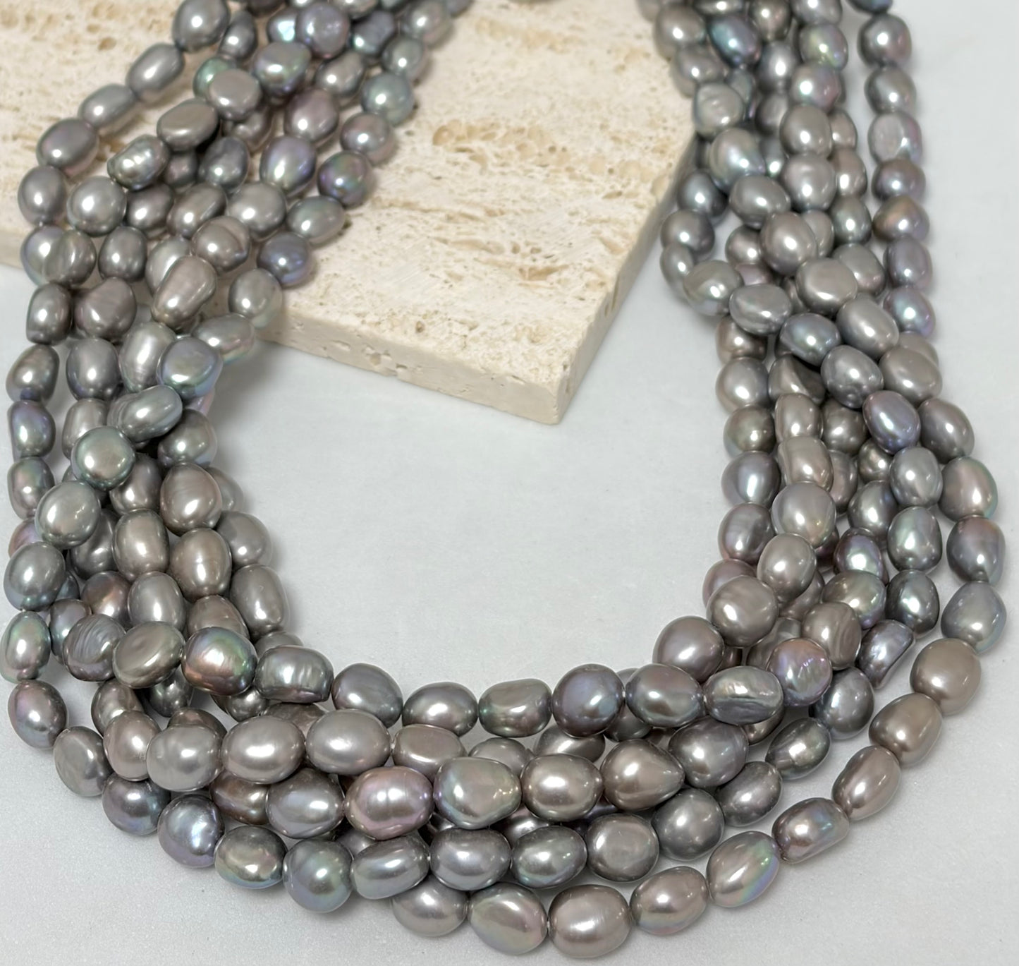 8mm Tornasol Grey Irregular Round Freshwater Pearl