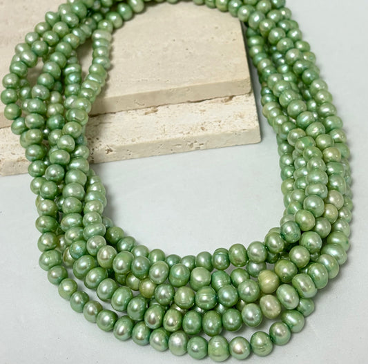 6mm Light Green Round Freshwater Pearl