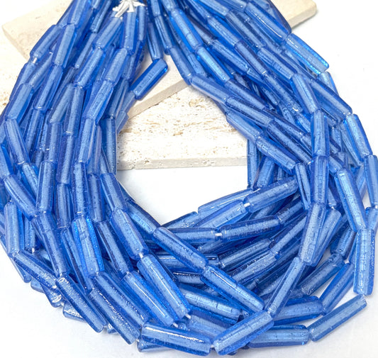 1” Long Blue Rectangular Lampwork