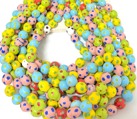 14mm Polkadot Matte Round Lampwork