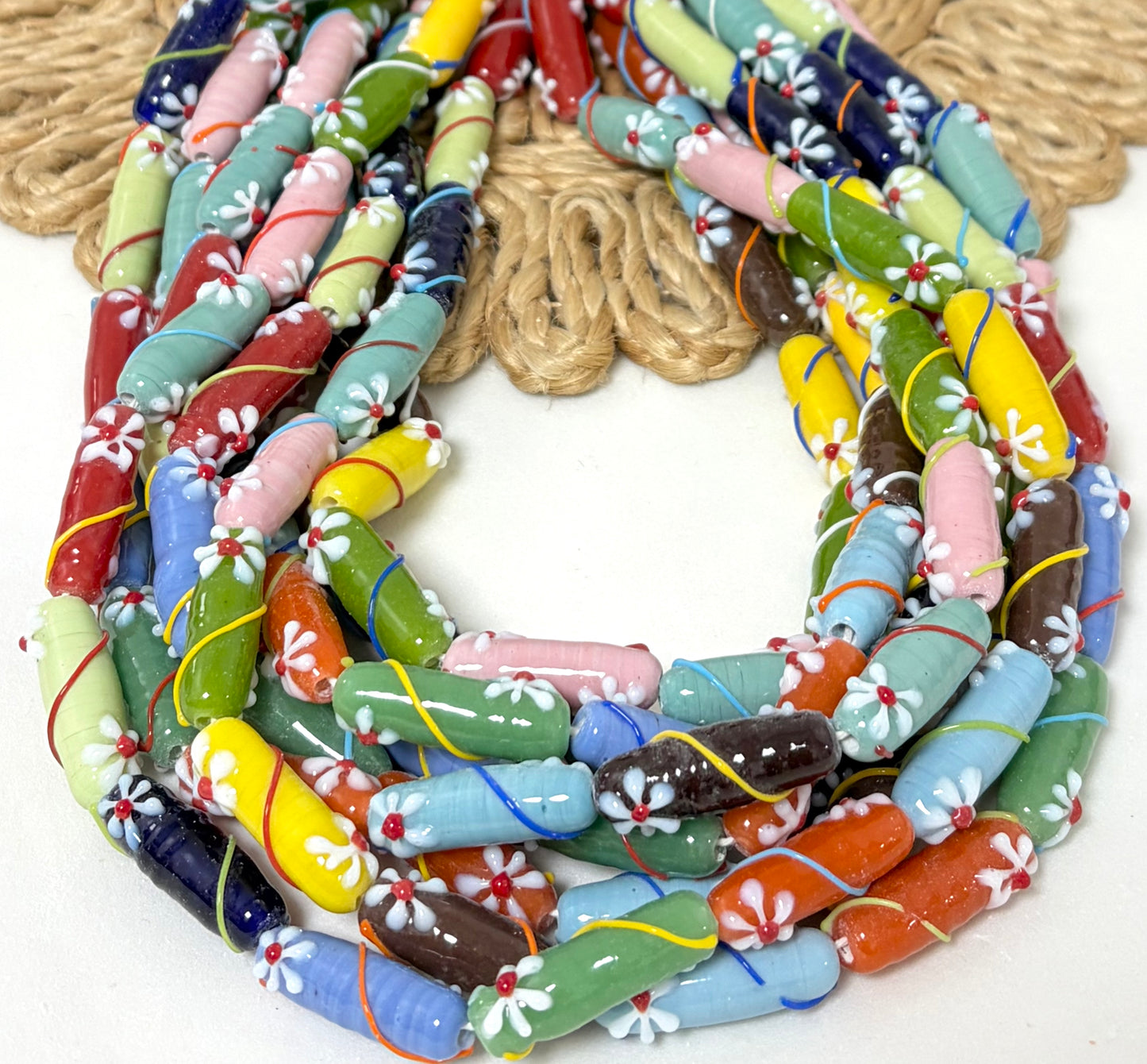 Long Cylinder With Flower Lampwork