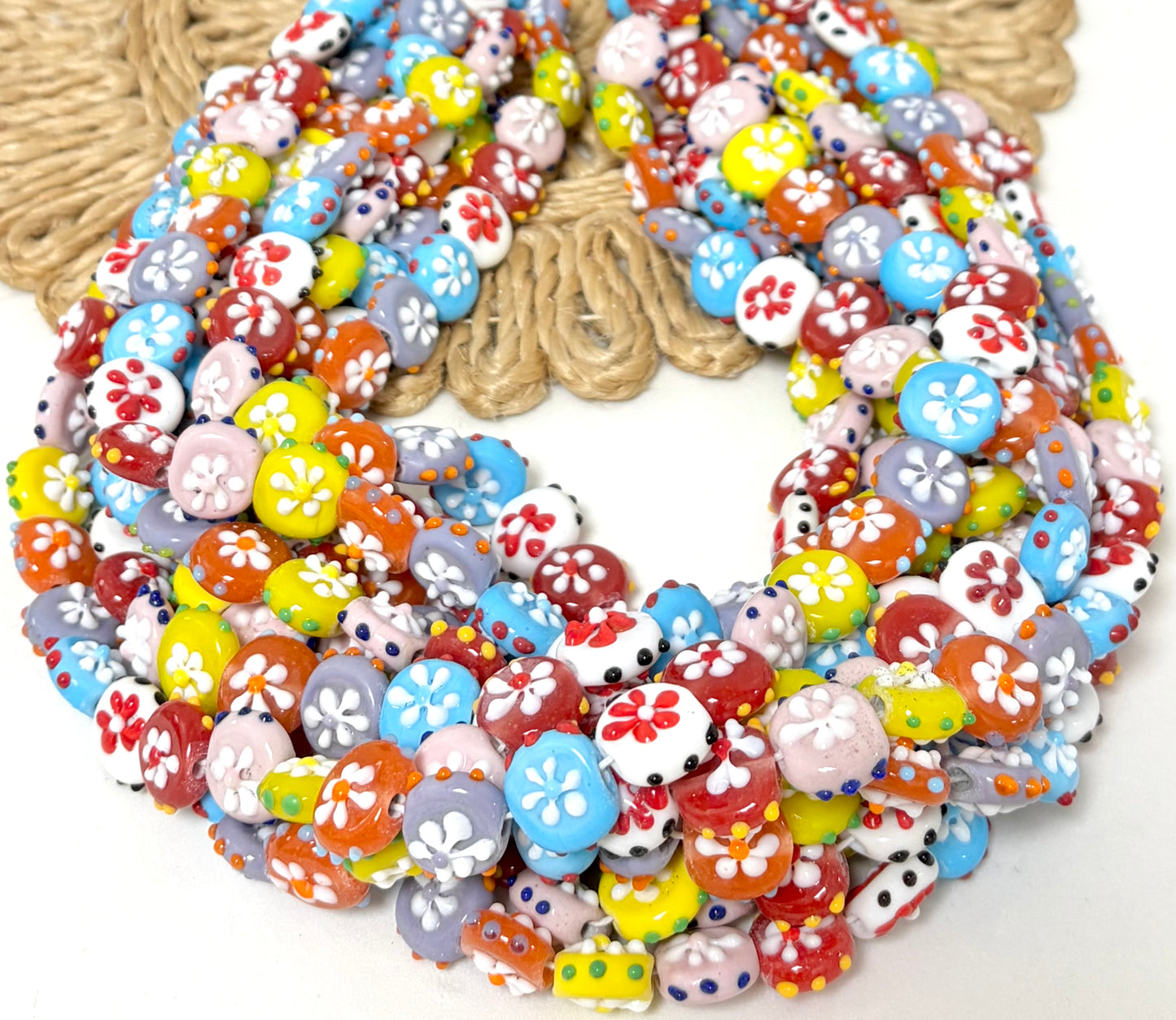 Coin Flower With Bumpy Dots Lampwork