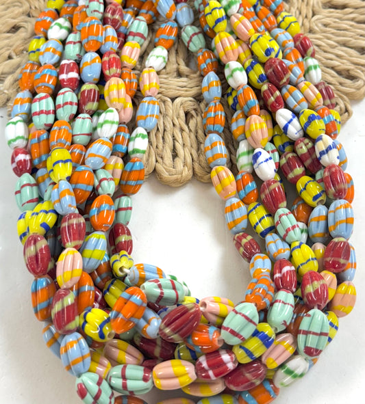 Ovals Lines Pumpkin Lampwork